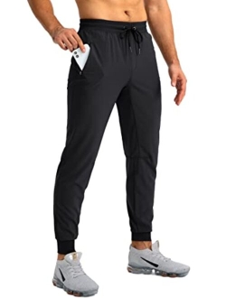 Pudolla Men's Lightweight Jogger Pants Workout Gym Running Pants with Zipper Pockets for Athletic Casual