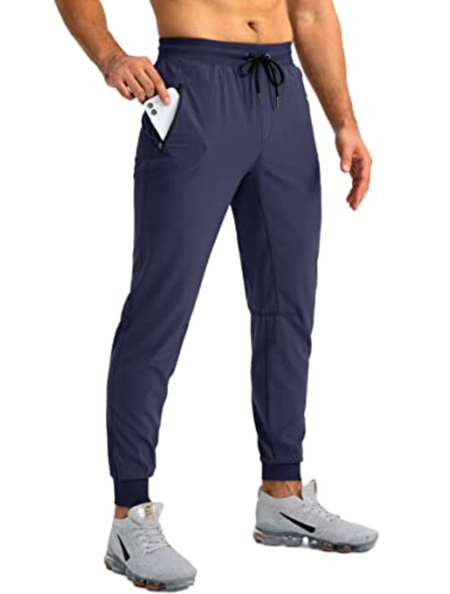 Pudolla Men's Lightweight Jogger Pants Workout Gym Running Pants with Zipper Pockets for Athletic Casual