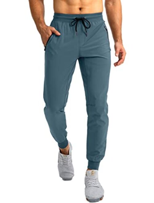 Pudolla Men's Lightweight Jogger Pants Workout Gym Running Pants with Zipper Pockets for Athletic Casual