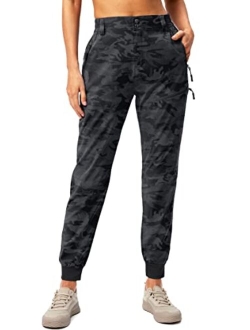 Pudolla Women's Golf Joggers Lightweight Hiking Cargo Pants Waterproof for Travel Camping Walk with Zipper Pockets