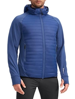 Pudolla Men's Lightweight Puffer Jacket Winter Thermal Running Jacket Hybrid Waterproof Down Coat for Golf Hiking