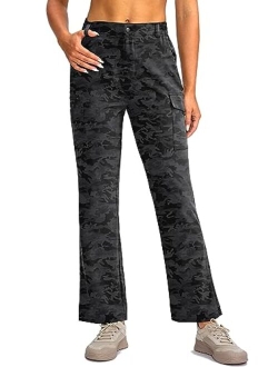 Pudolla Women's Hiking Pants with Pockets Boot Cut Lightweight Cargo Travel Camping Golf Pants for All Seasons