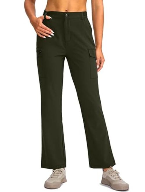 Pudolla Women's Hiking Pants with Pockets Boot Cut Lightweight Cargo Travel Camping Golf Pants for All Seasons