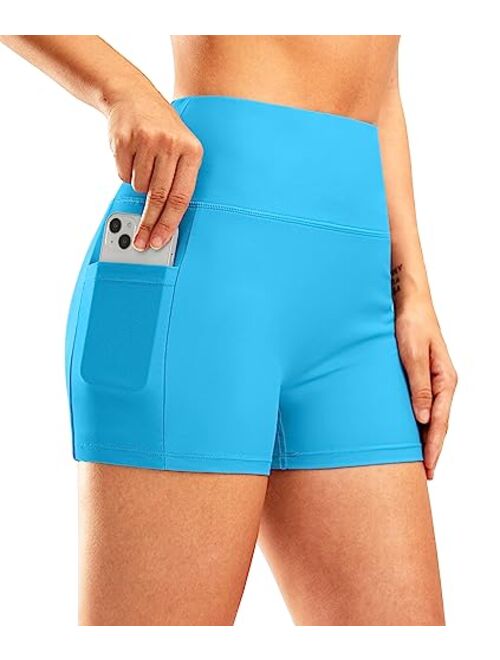 Pudolla Womens Swim Shorts High Waisted Bathing Bottom Shorts Tummy Control Board Swimsuit with Pockets