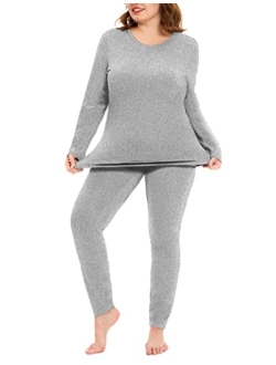 COOTRY Plus Size Thermal Underwear for Women Long Johns Fleece Lined Base Layer Top and Bottom Sets