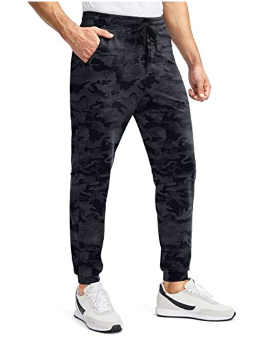 Pudolla Men's Fleece Lined Joggers Sweatpants with 3 Zipper Pockets Warm Pants for Winter Running Workout Gym Golf