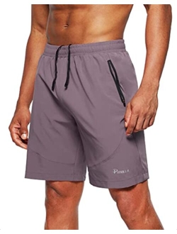 Pudolla Men's Workout Running Shorts Lightweight Gym Athletic Shorts for Men with Zipper Pockets