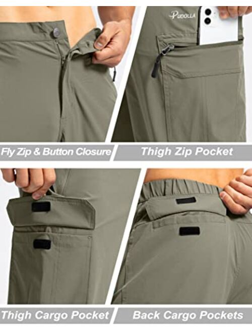 Pudolla Men's Hiking Cargo Pants Lightweight Outdoor Travel Pants for Men with Multi-Pockets for Fishing Camping Work