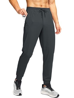 Pudolla Men's Joggers Sweatpants with 3 Zipper Pockets Workout Track Pants for Men Running Gym Walking Casual Golf