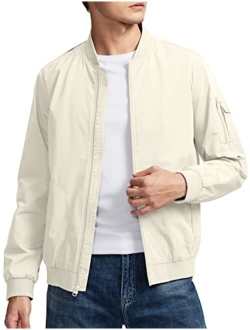 Pudolla Men's Bomber Jackets With 5 Pockets Lightweight Windbreaker Jackets For Men Outwear Casual Jacket Coat for Golf