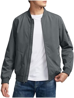 Pudolla Men's Bomber Jackets With 5 Pockets Lightweight Windbreaker Jackets For Men Outwear Casual Jacket Coat for Golf