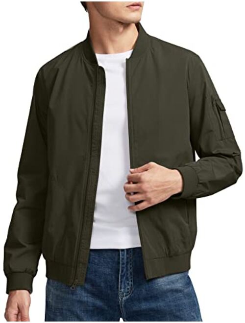 Pudolla Men's Bomber Jackets With 5 Pockets Lightweight Windbreaker Jackets For Men Outwear Casual Jacket Coat for Golf