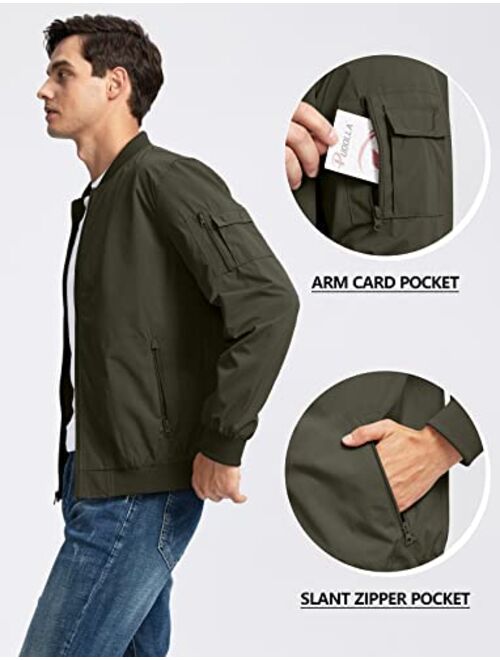 Pudolla Men's Bomber Jackets With 5 Pockets Lightweight Windbreaker Jackets For Men Outwear Casual Jacket Coat for Golf