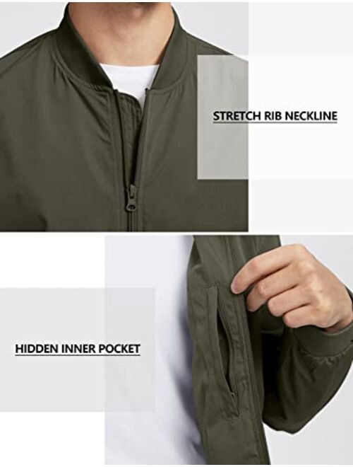 Pudolla Men's Bomber Jackets With 5 Pockets Lightweight Windbreaker Jackets For Men Outwear Casual Jacket Coat for Golf