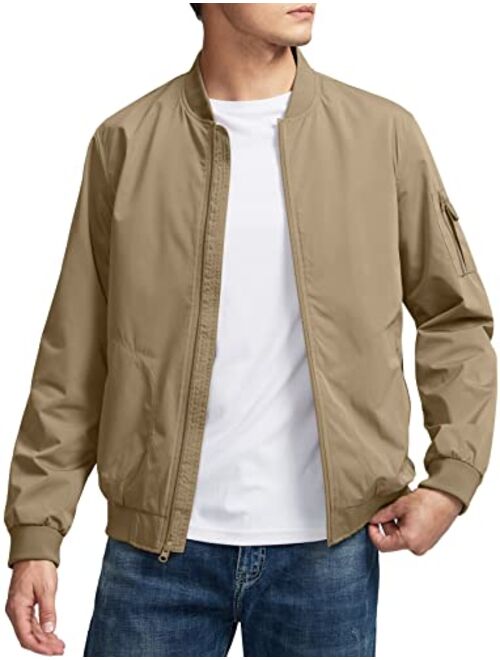 Pudolla Men's Bomber Jackets With 5 Pockets Lightweight Windbreaker Jackets For Men Outwear Casual Jacket Coat for Golf