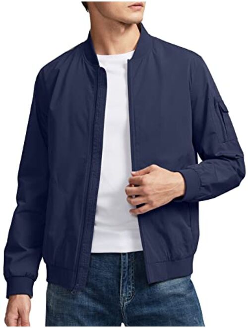 Pudolla Men's Bomber Jackets With 5 Pockets Lightweight Windbreaker Jackets For Men Outwear Casual Jacket Coat for Golf