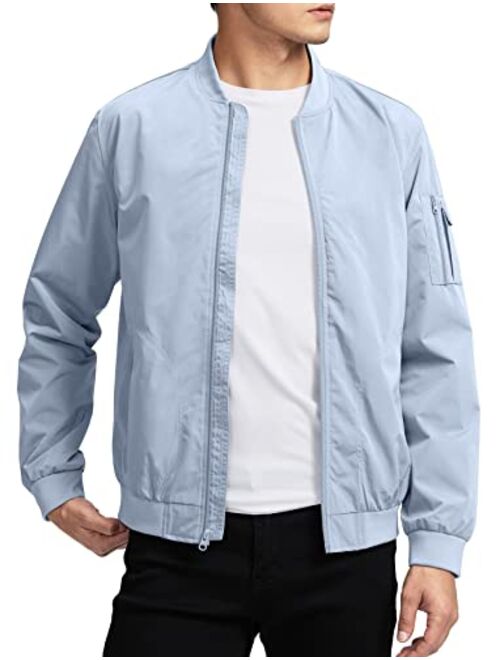 Pudolla Men's Bomber Jackets With 5 Pockets Lightweight Windbreaker Jackets For Men Outwear Casual Jacket Coat for Golf