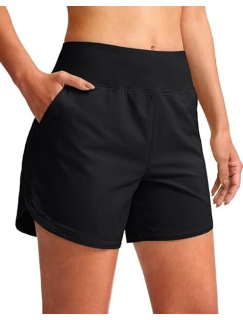 Buy Pudolla Women's 5 Swim Board Shorts High Waisted Quick Dry