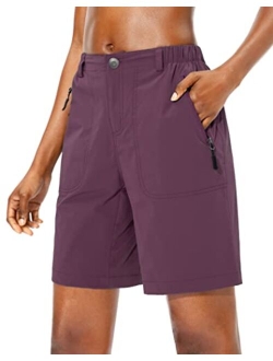 Pudolla Women's Hiking Cargo Shorts Quick Dry Summer Travel Shorts for Women with Zipper Pockets for Outdoor Walking Kayaking