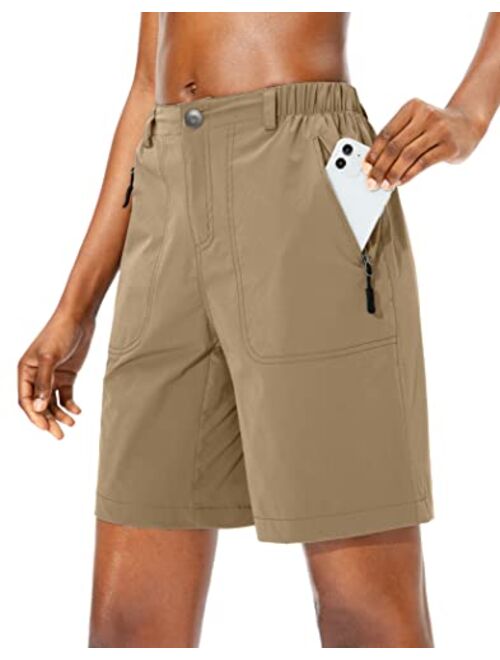 Pudolla Women's Hiking Cargo Shorts Quick Dry Summer Travel Shorts for Women with Zipper Pockets for Outdoor Walking Kayaking