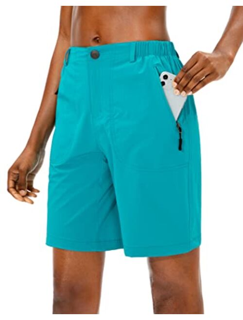 Pudolla Women's Hiking Cargo Shorts Quick Dry Summer Travel Shorts for Women with Zipper Pockets for Outdoor Walking Kayaking