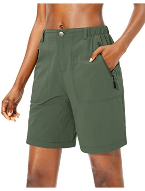 Pudolla Women's Hiking Cargo Shorts Quick Dry Summer Travel Shorts for Women with Zipper Pockets for Outdoor Walking Kayaking