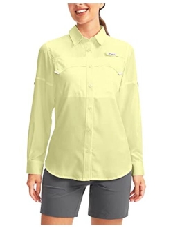 Pudolla Women's UPF 50+ UV Sun Protection Shirts Long Sleeve Fishing Hiking Shirt Cool Lightweight Travel Safari Shirts