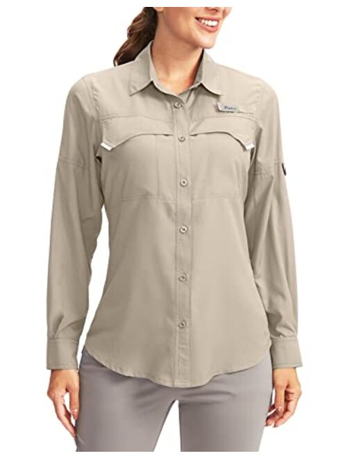 Pudolla Women's UPF 50+ UV Sun Protection Shirts Long Sleeve Fishing Hiking Shirt Cool Lightweight Travel Safari Shirts