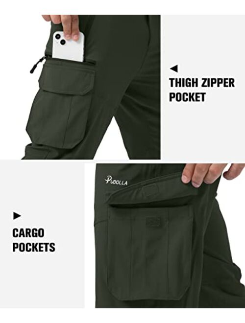 Pudolla Men's Capri Pants Quick Dry 3/4 Long Shorts with 6 Pockets for Fishing Golf Athletic Hiking