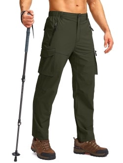 Pudolla Mens Hiking Cargo Pants Outdoo Work Pants for Men UPF50+ with Zipper Pockets