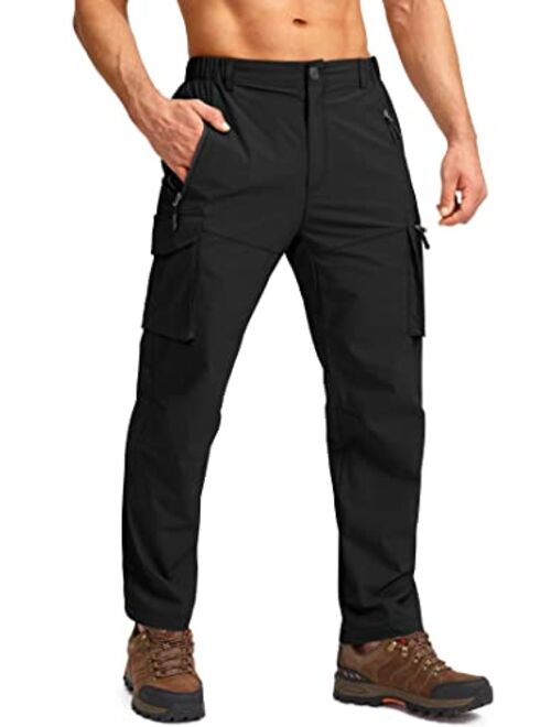 Pudolla Mens Hiking Cargo Pants Outdoo Work Pants for Men UPF50+ with Zipper Pockets