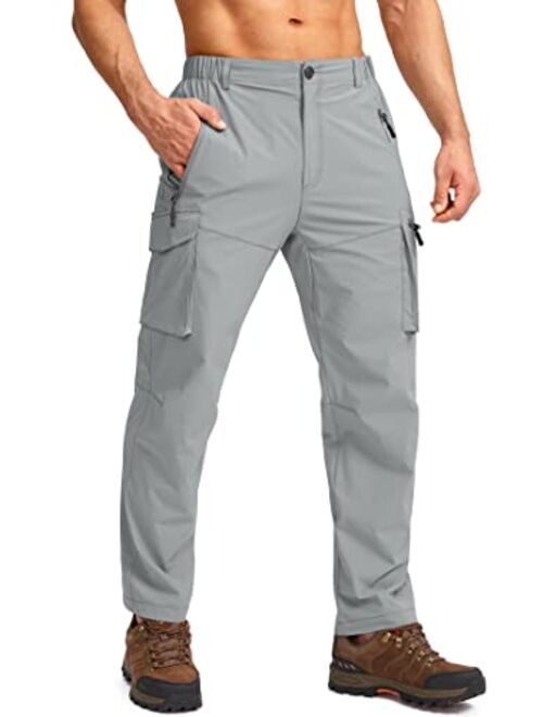 Pudolla Mens Hiking Cargo Pants Outdoo Work Pants for Men UPF50+ with Zipper Pockets