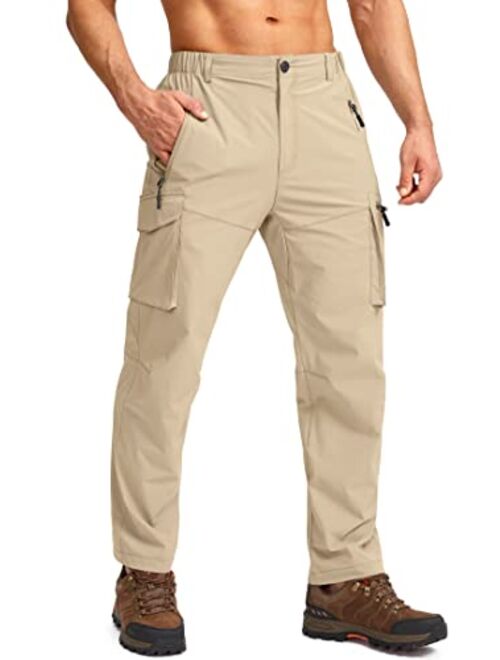 Pudolla Mens Hiking Cargo Pants Outdoo Work Pants for Men UPF50+ with Zipper Pockets