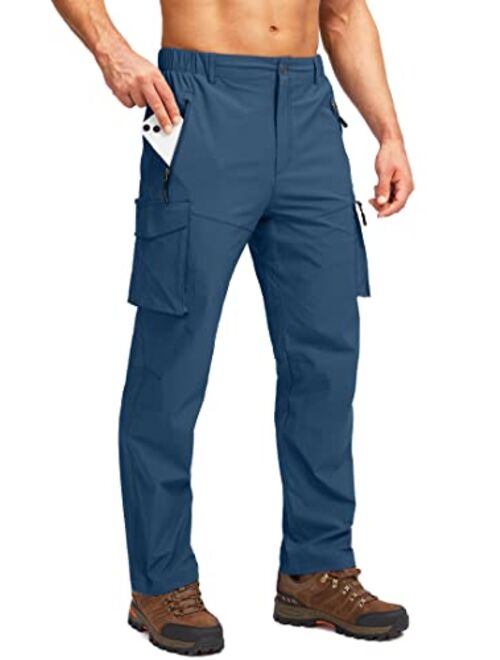 Pudolla Mens Hiking Cargo Pants Outdoo Work Pants for Men UPF50+ with Zipper Pockets