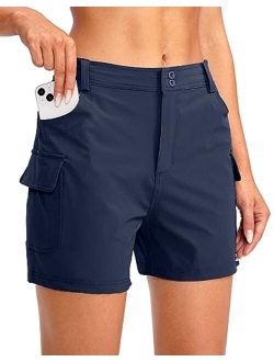 Pudolla Women's Golf Hiking Shorts 4.5" Quick Dry Summer Shorts for Women Work Travel Walk Outdoor with Pockets