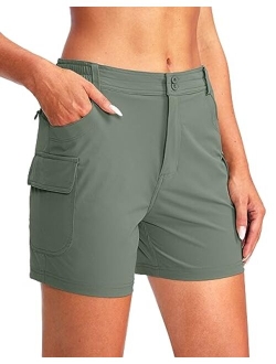 Pudolla Women's Golf Hiking Shorts 4.5" Quick Dry Summer Shorts for Women Work Travel Walk Outdoor with Pockets