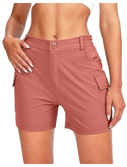 Pudolla Women's Golf Hiking Shorts 4.5" Quick Dry Summer Shorts for Women Work Travel Walk Outdoor with Pockets