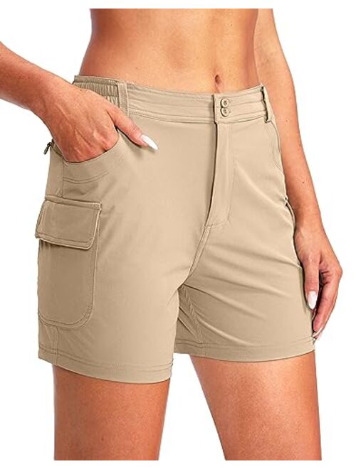 Pudolla Women's Golf Hiking Shorts 4.5" Quick Dry Summer Shorts for Women Work Travel Walk Outdoor with Pockets