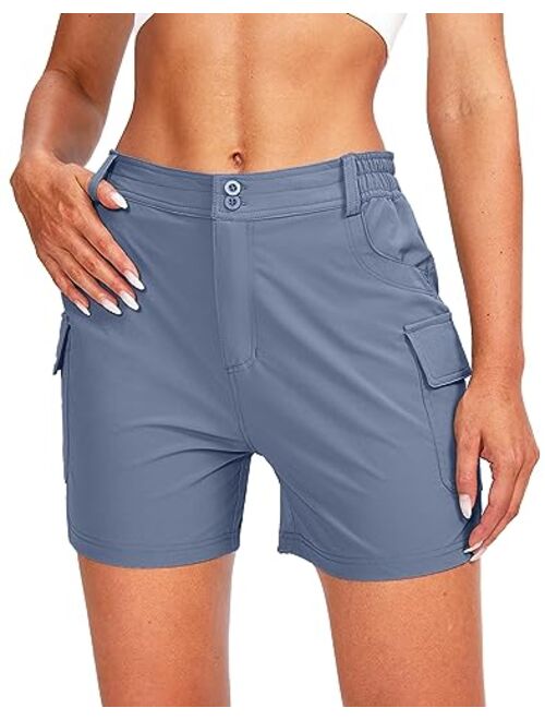 Pudolla Women's Golf Hiking Shorts 4.5" Quick Dry Summer Shorts for Women Work Travel Walk Outdoor with Pockets