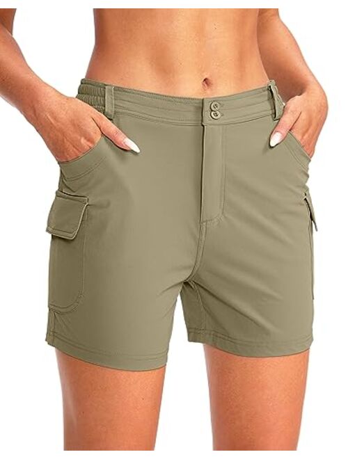 Pudolla Women's Golf Hiking Shorts 4.5" Quick Dry Summer Shorts for Women Work Travel Walk Outdoor with Pockets