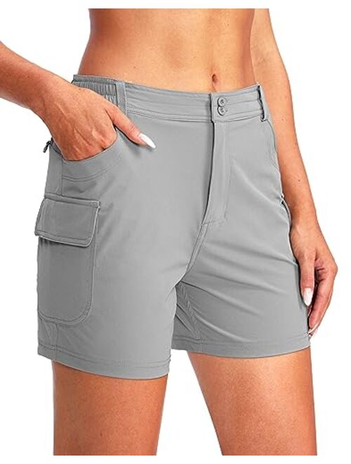 Pudolla Women's Golf Hiking Shorts 4.5" Quick Dry Summer Shorts for Women Work Travel Walk Outdoor with Pockets