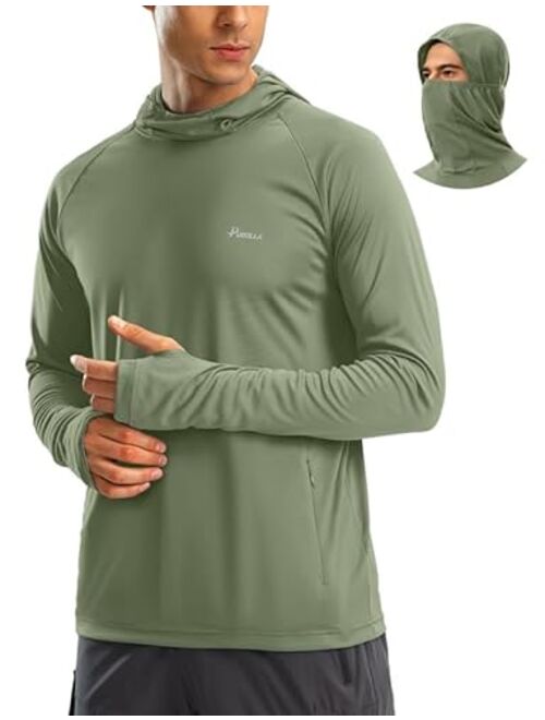 Pudolla Men's Sun Protection Hoodie UPF 50+ Fishing Hiking Shirt UV Shirts with Mask for Men Long Sleeve Lightweight