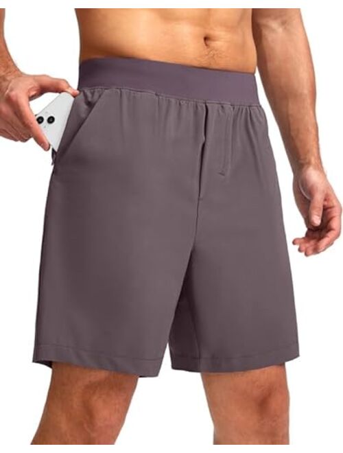 Pudolla Men's Runing Athletic Shorts 7 Inch Lightweight Workout Shorts for Men Summer Gym Casual with Zipper Pocket