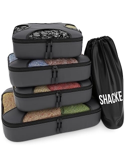 Shacke Pak - 5 Set Packing Cubes - Travel Organizers with Laundry Bag (Aqua Teal)