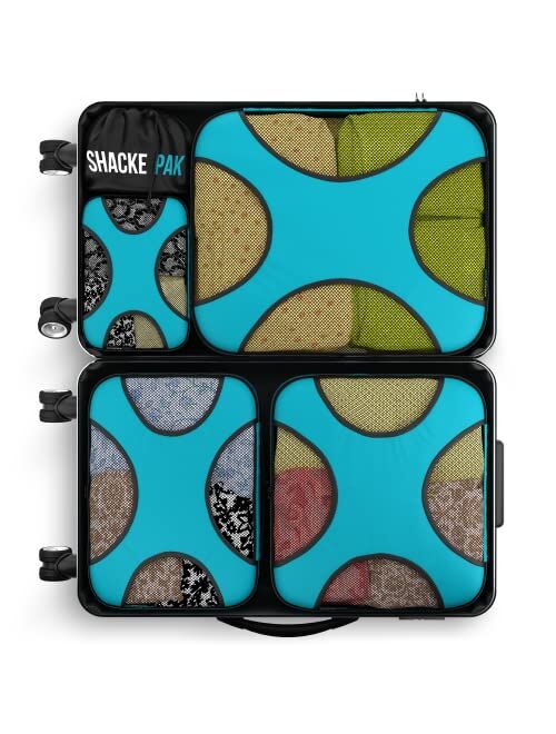 Shacke Pak - 5 Set Packing Cubes - Travel Organizers with Laundry Bag (Aqua Teal)