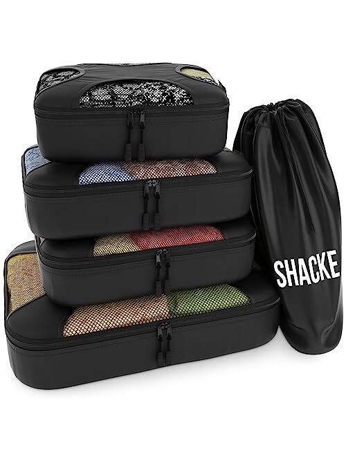 Shacke Pak - 5 Set Packing Cubes - Travel Organizers with Laundry Bag (Aqua Teal)