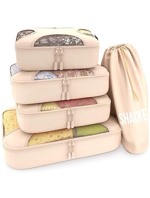 Shacke Pak - 5 Set Packing Cubes - Travel Organizers with Laundry Bag (Aqua Teal)