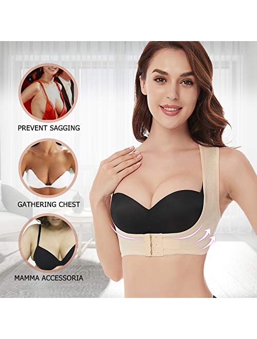 Werena Chest Brace Up for Women Posture Corrector Back Brace Support Bra Shaper X-Strap Vest Shapewear Tops