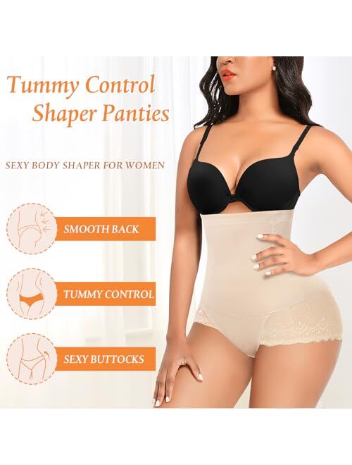 Werena Tummy Control Shapewear Panties for Women High Waisted Body Shaper Underwear Lace Slimming Girdle Shaping Briefs