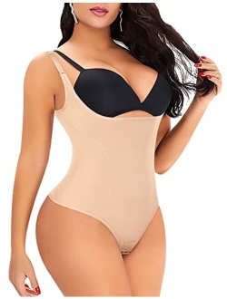 Thong Shapewear Bodysuit for Women Tummy Control Open Bust Body Shaper Slimmer Shaping Thong